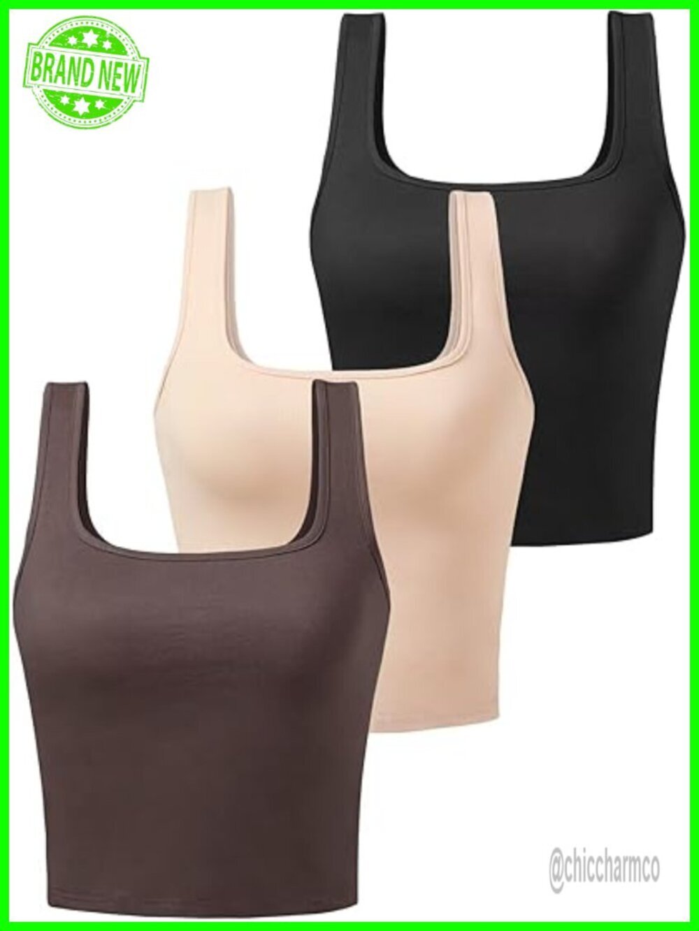 3 Pack Cotton Spandex Crop Tank Tops Women Racerback Yoga Running Tanks